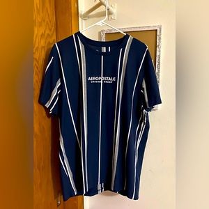 Blue Aero Logo Vertical Stripe Graphic Tee